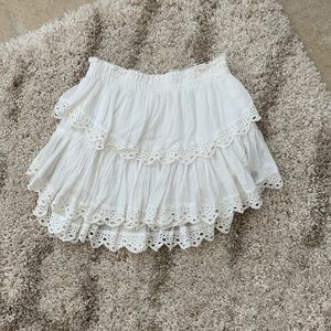 LoveShackFancy White Eyelet Mini Skirt